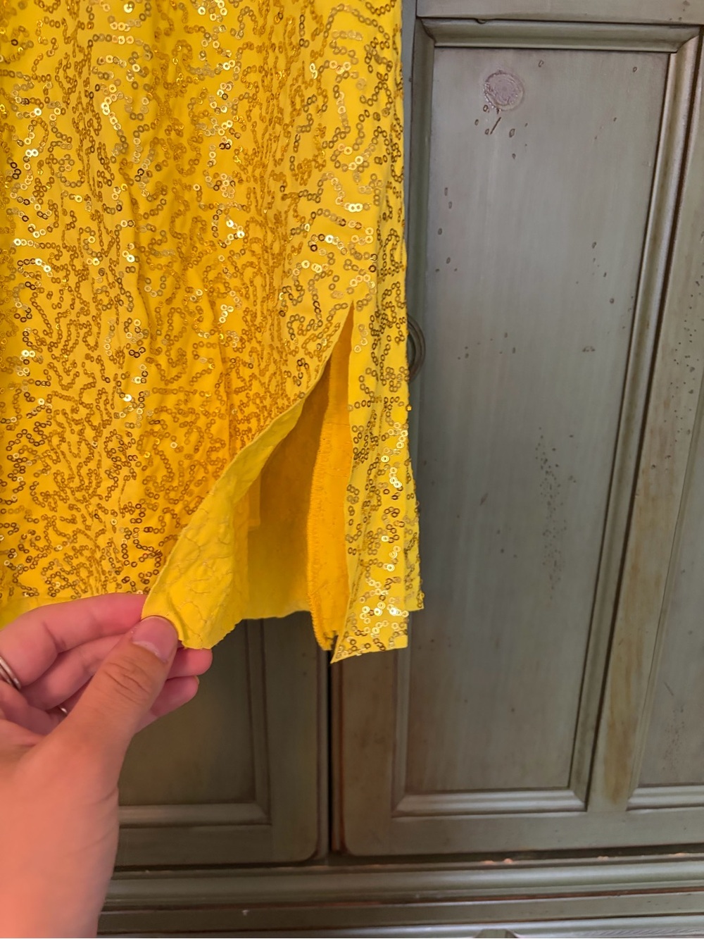 Weissman Yellow Sequin Halter Dance Dress Im a Lady 11077 - Picture 3 of 7